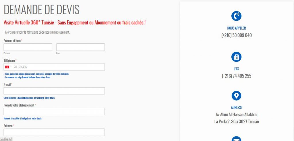 formulaire de devis visite virtuelle 360